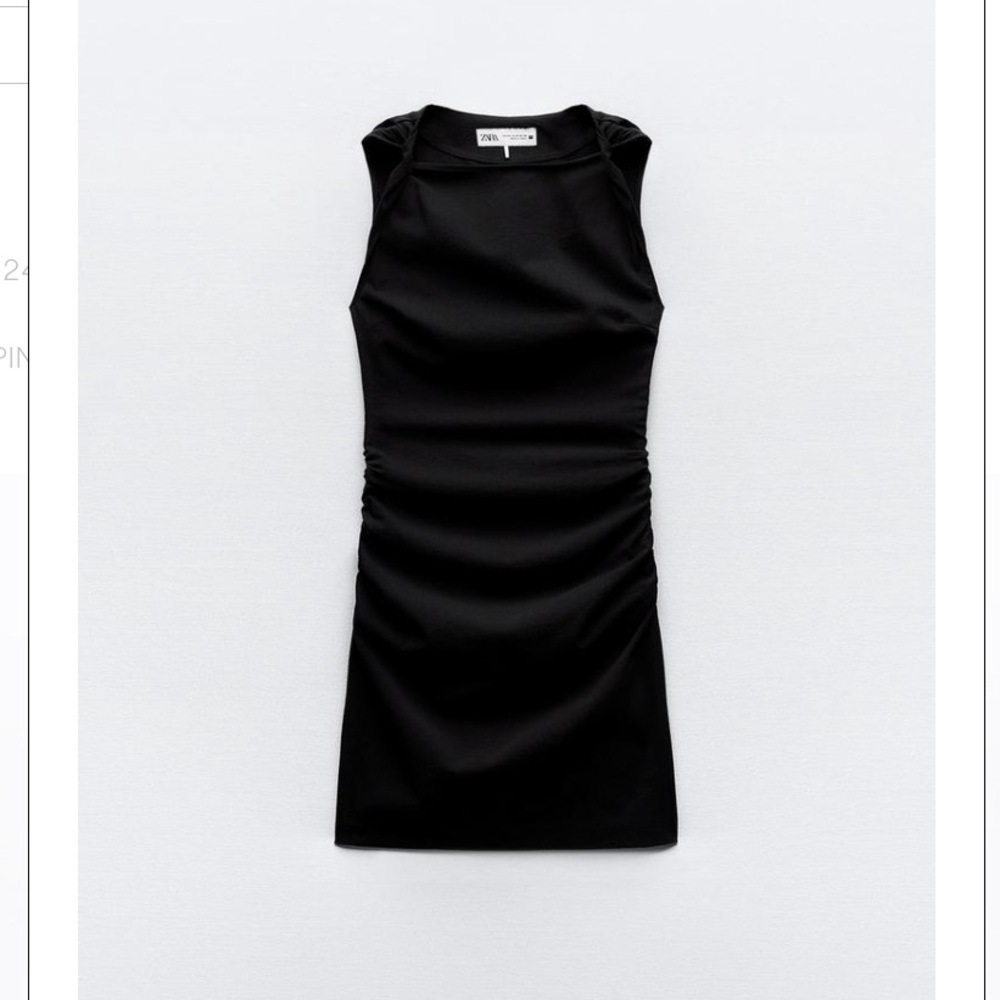 Zara Black Sleeveless Ruched Mini Dress